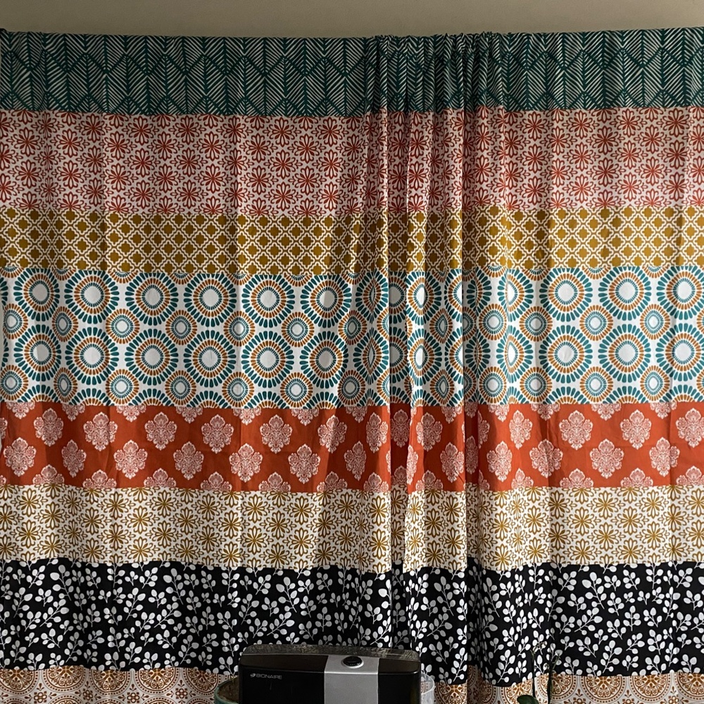 Lush Decor Turquoise and Orange Bohemian Stripe Window Curtain 84x54" (2 panels)